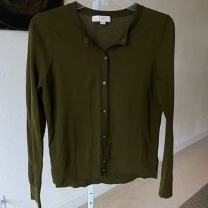 NWOT Ann Taylor LOFT beautiful olive green 100% cotton cardigan